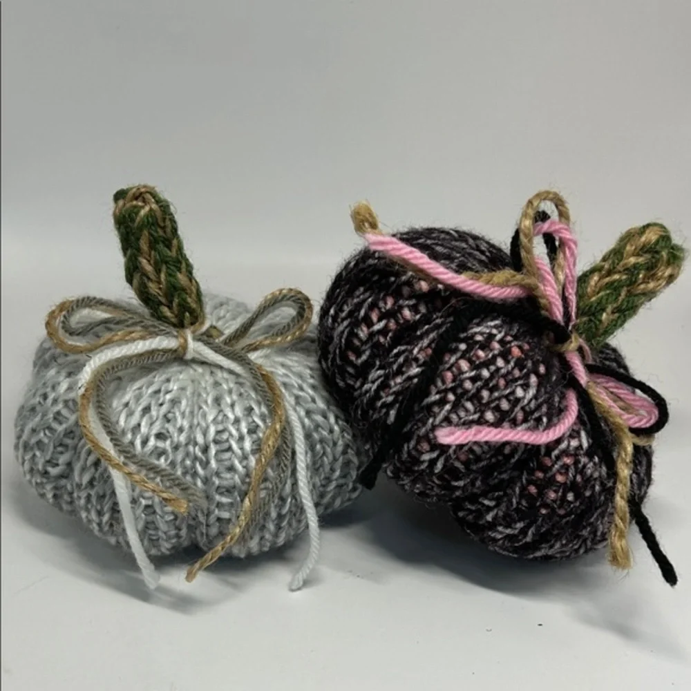 Handmade Knit Mini Pumpkin Decor Set